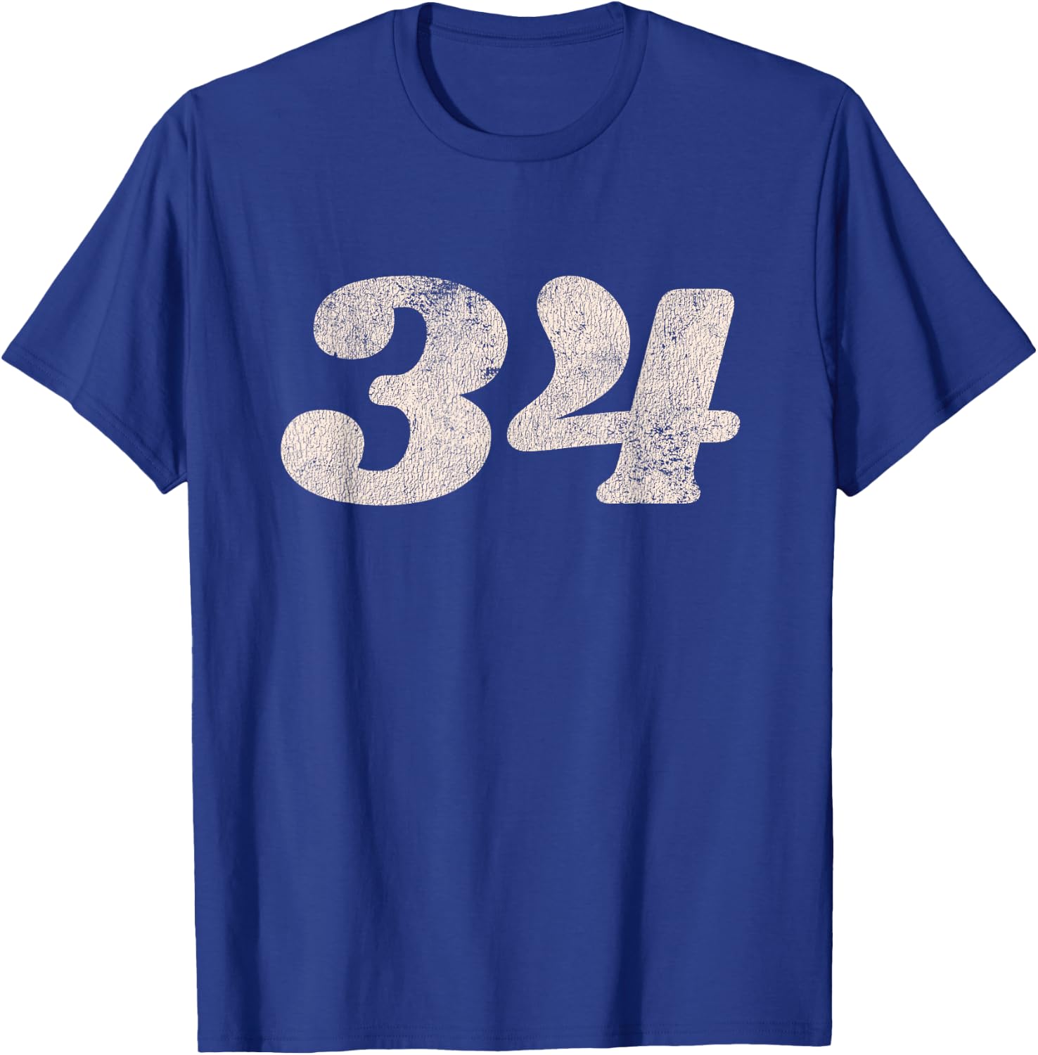 Number 34 (thirty-four) Retro Motorcycle Racing T-Shirt - T-Shirt | Royal
