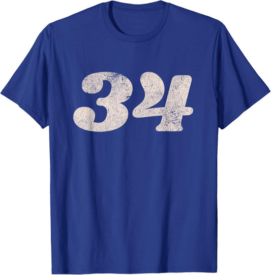Number 34 (thirty-four) Retro Motorcycle Racing T-Shirt - T-Shirt | Royal