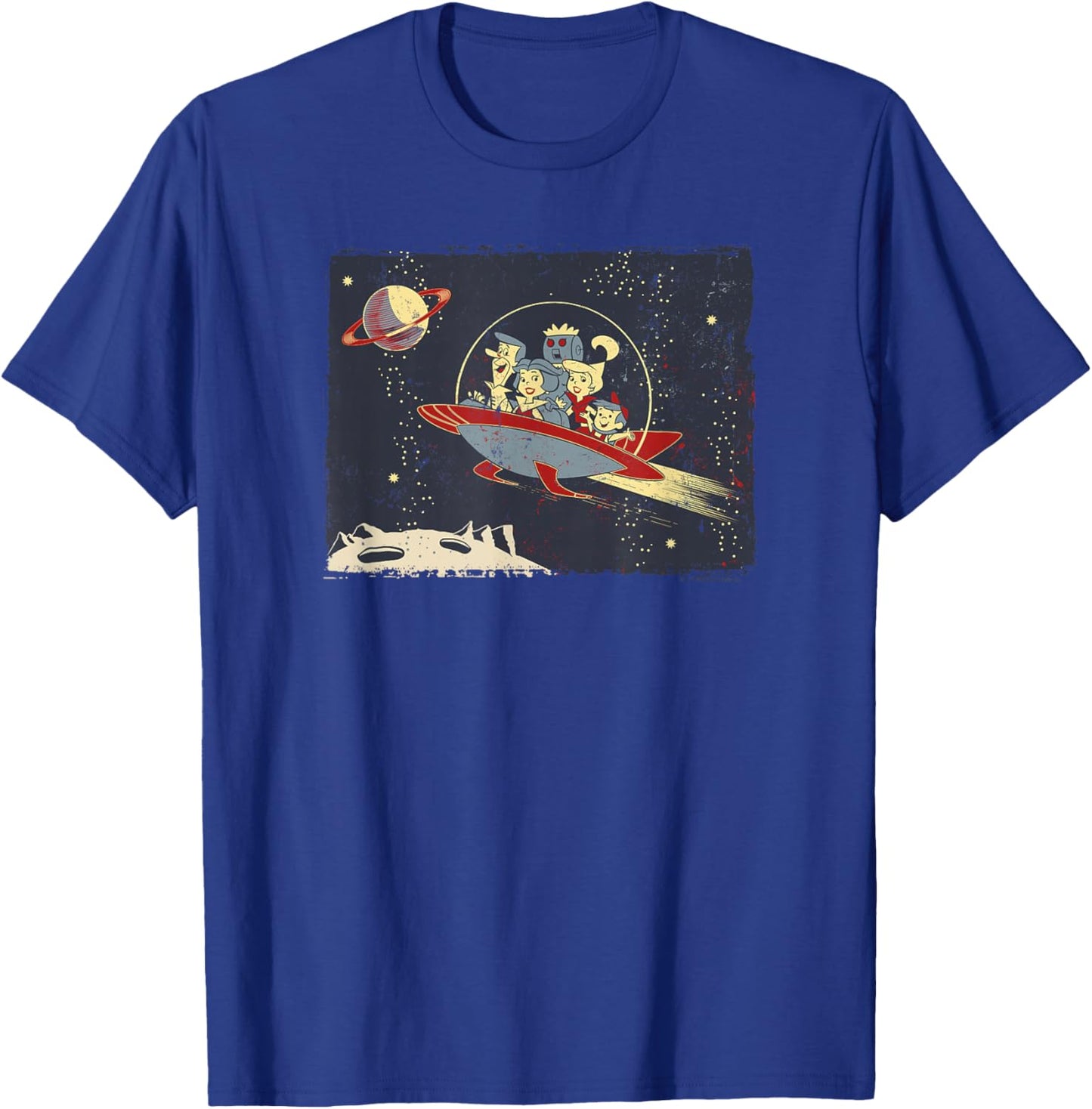 WB100 The Jetsons Retro Pop Vintage Future Group Panel T-Shirt - T-Shirt | Royal
