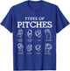 Types Of Pitches Softball Baseball Team Sport T-Shirt - T-Shirt | Royal