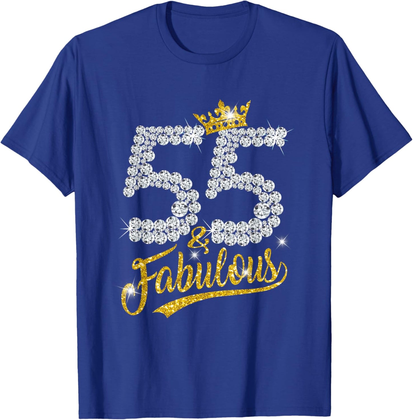 55 and Fabulous 55th Birthday Diamond Crown Girls T-Shirt - T-Shirt | Royal