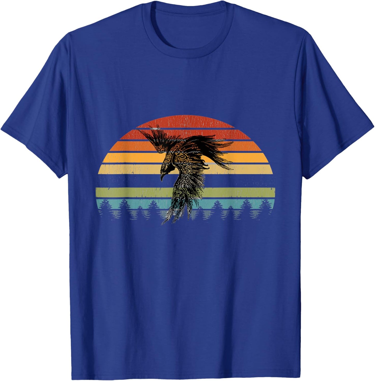 Crow Raven Norse Cool Viking Retro Sun for Vikings lover T-Shirt - T-Shirt | Royal