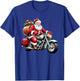 Santa Claus on a Motorcycle Delivering Gifts T-Shirt - T-Shirt | Royal