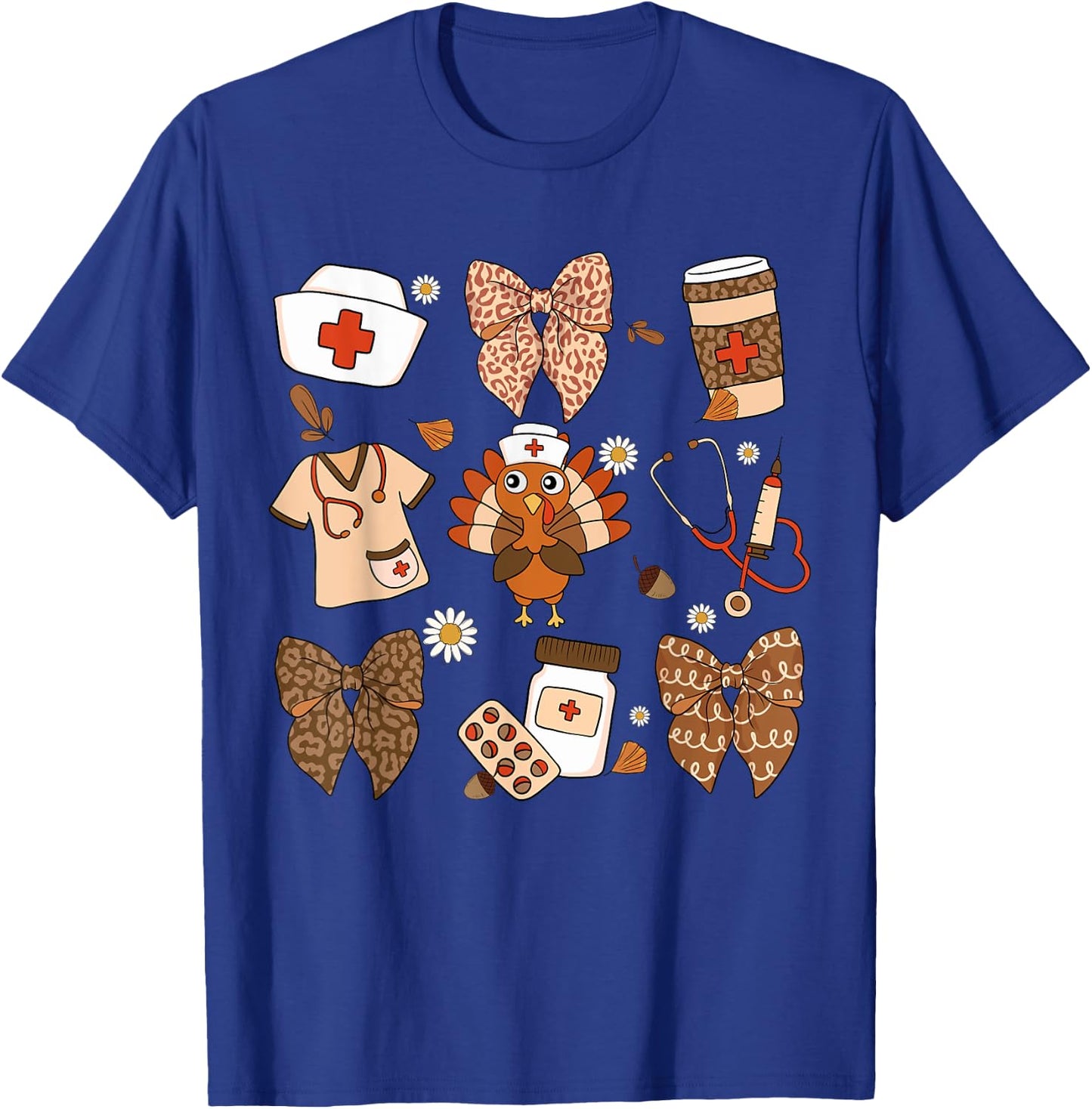 Thanksgiving Nurse Essentials Cute Turkey Medical Fall Decor T-Shirt - T-Shirt | Royal