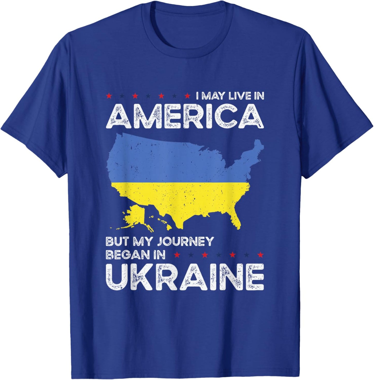 Ukrainian American Patriot USA Grown Ukraine US Flag T-Shirt - T-Shirt | Royal