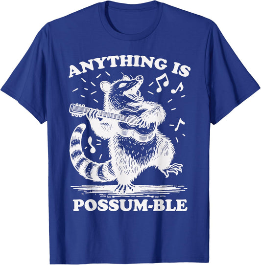Anything Is Possum-Ble Funny Opossum Playing Ukulele T-Shirt - T-Shirt | Royal