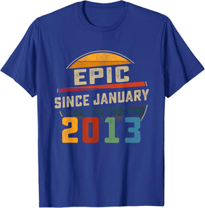 Epic Since January 2013 13rd Birthday Gift 13 Years Old T-Shirt - T-Shirt | Royal