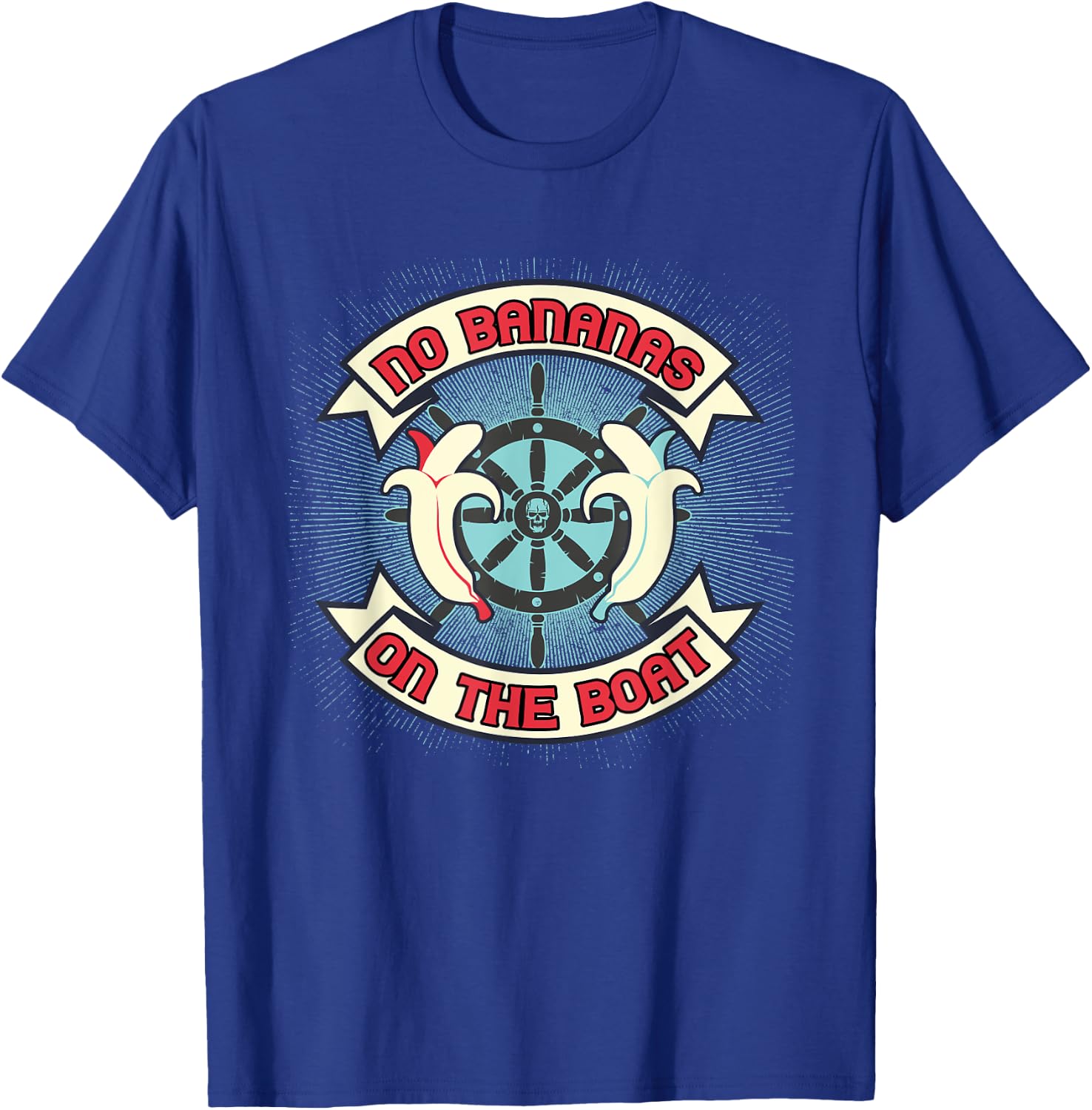 No Bananas on Board Boat Fishermen Superstition Funny T-Shirt - T-Shirt | Royal