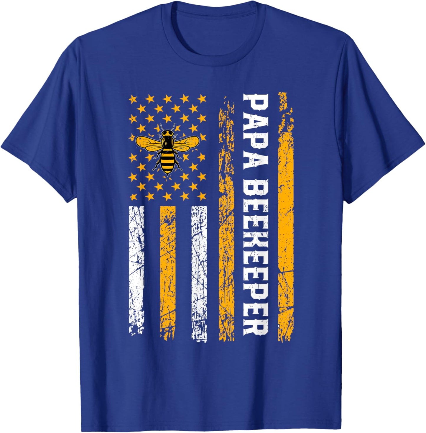 Papa Beekeeper - American Flag Bees Honey Apiarist Lover Dad T-Shirt - T-Shirt | Royal