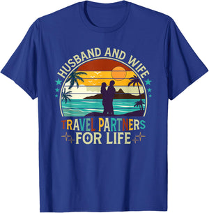 Husband And Wife Travel Partners For Life Beach Vacation Men Women T-Shirt - T-Shirt | Royal