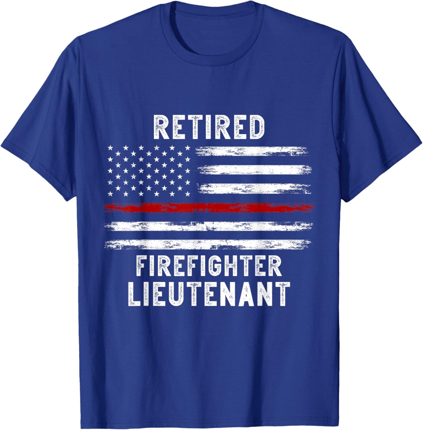 USA flag Retired Fire Lieutenant 2023 Firefighter Retirement T-Shirt - T-Shirt | Royal
