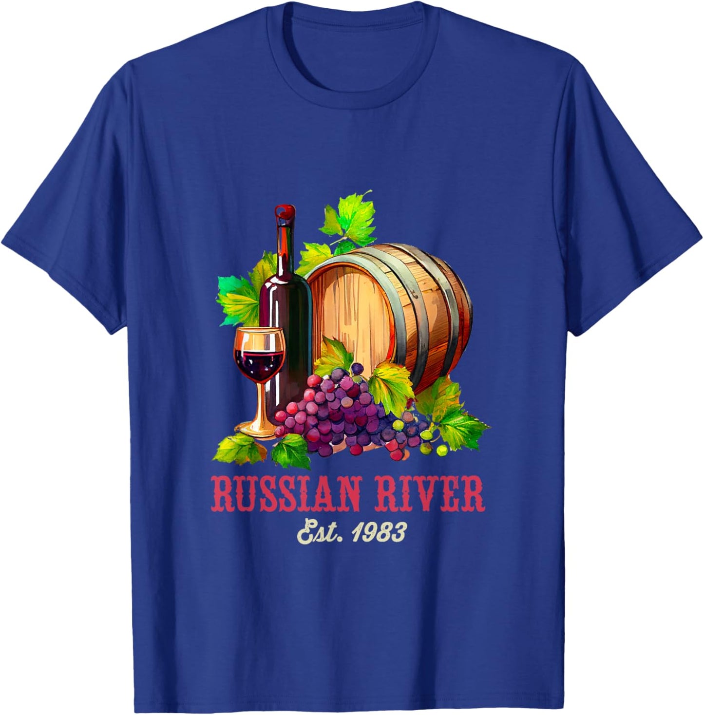 Russian River Sonoma California Vineyard Vintage Wine Region T-Shirt - T-Shirt | Royal