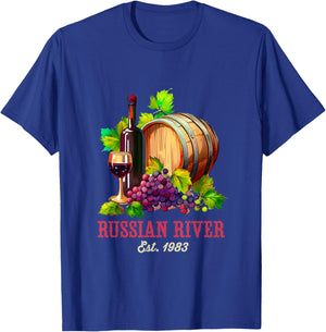 Russian River Sonoma California Vineyard Vintage Wine Region T-Shirt - T-Shirt | Royal