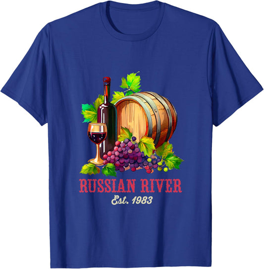 Russian River Sonoma California Vineyard Vintage Wine Region T-Shirt - T-Shirt | Royal