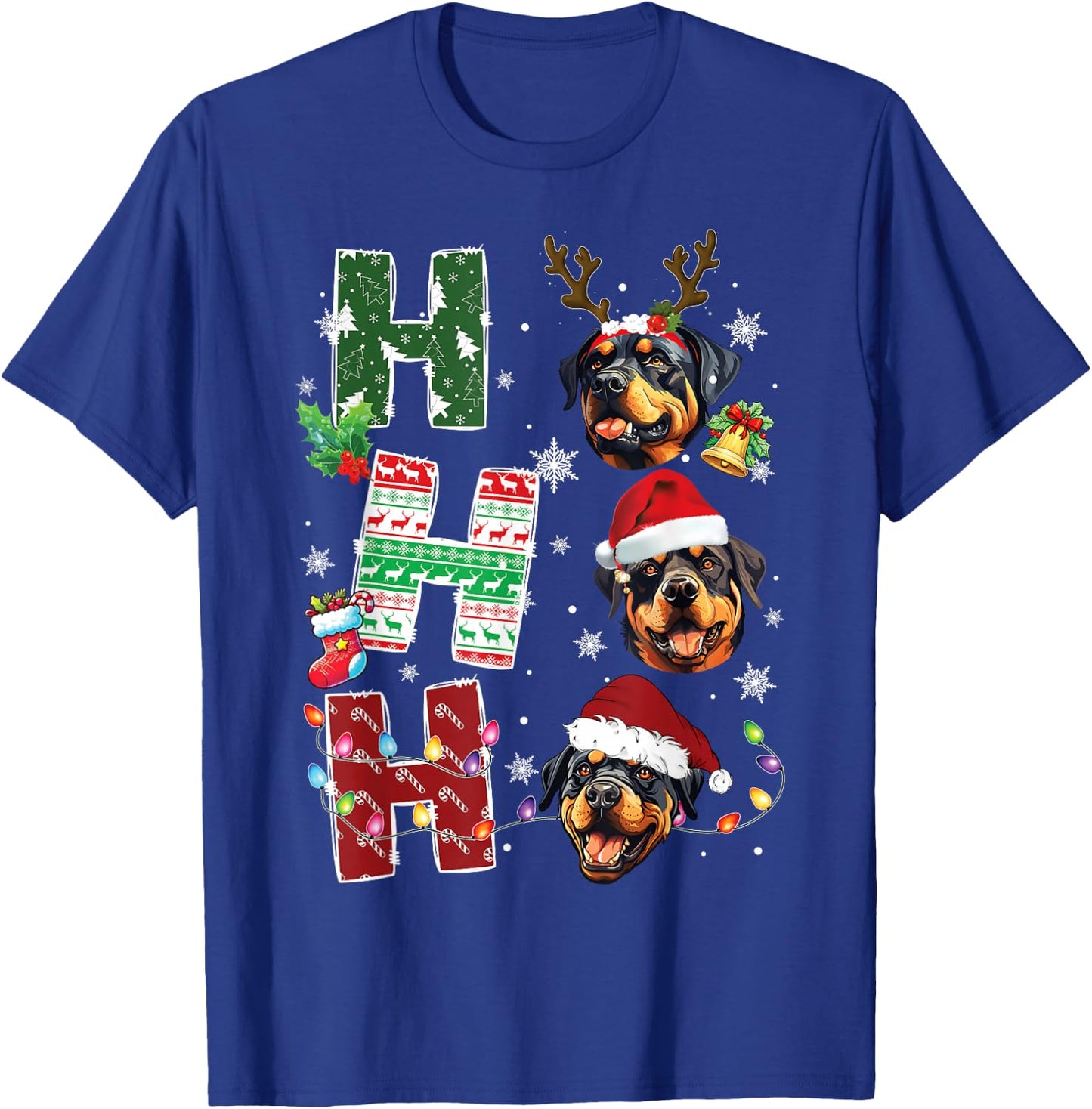 Ho Ho Ho Rottweiler Christmas Dogs Costume Pajamas T-Shirt - T-Shirt | Royal