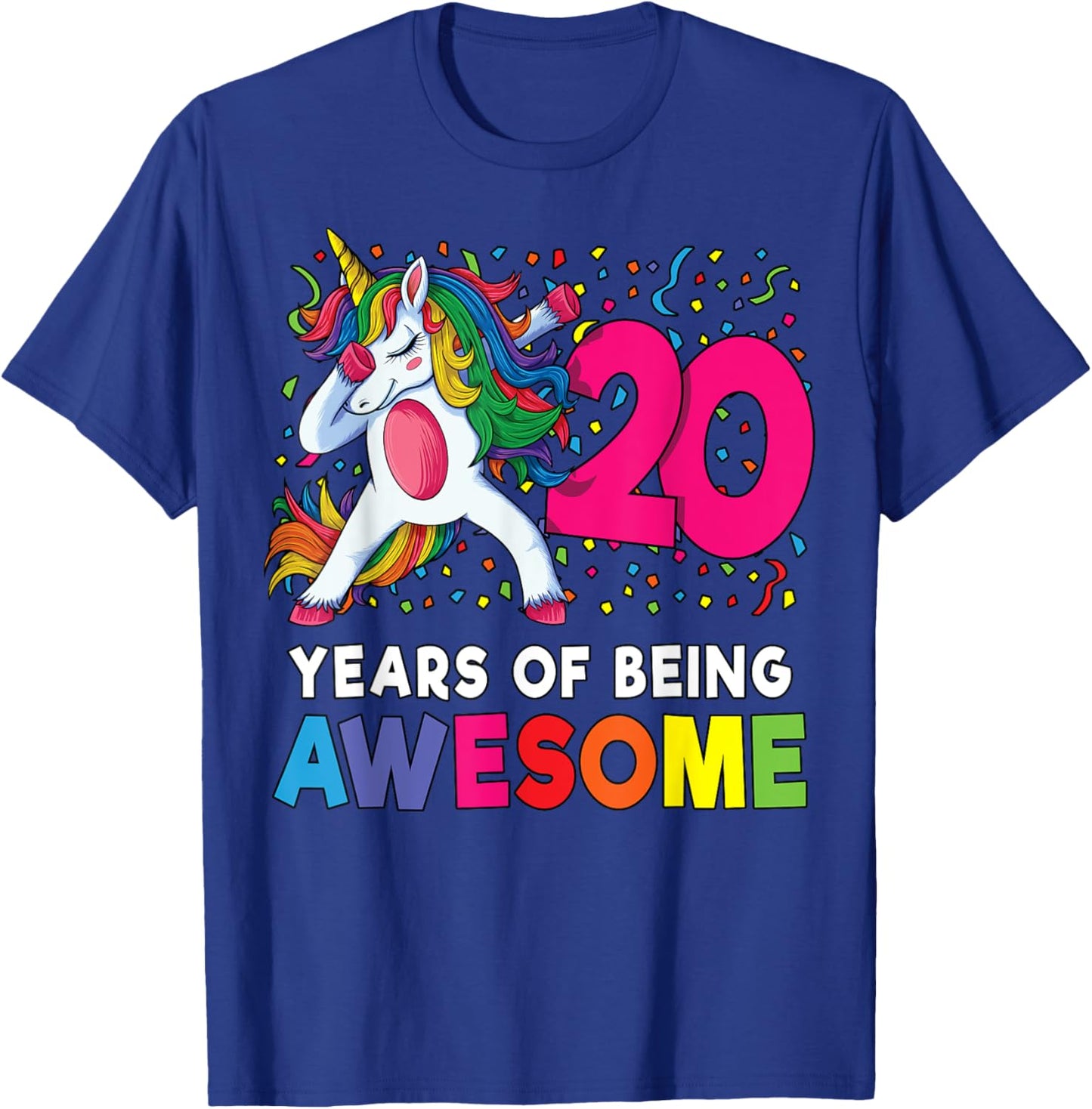 20th Birthday Dabbing Unicorn Party Gift 20 Years Old Girls T-Shirt - T-Shirt | Royal