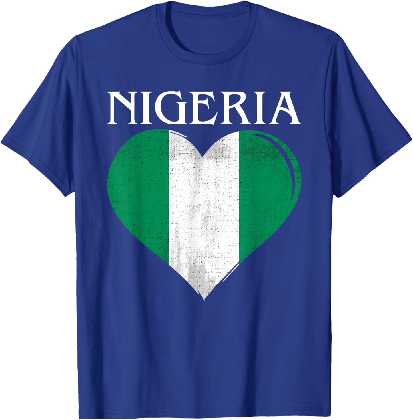 Vintage Nigeria Flag Heart For Nigerian T-Shirt - T-Shirt | Royal