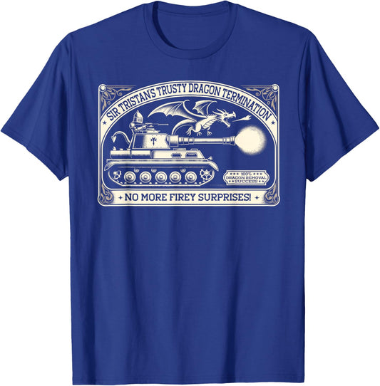 Tristan Pest Control, Funny Ren Faire LARP Dragon Slayer T-Shirt - T-Shirt | Royal