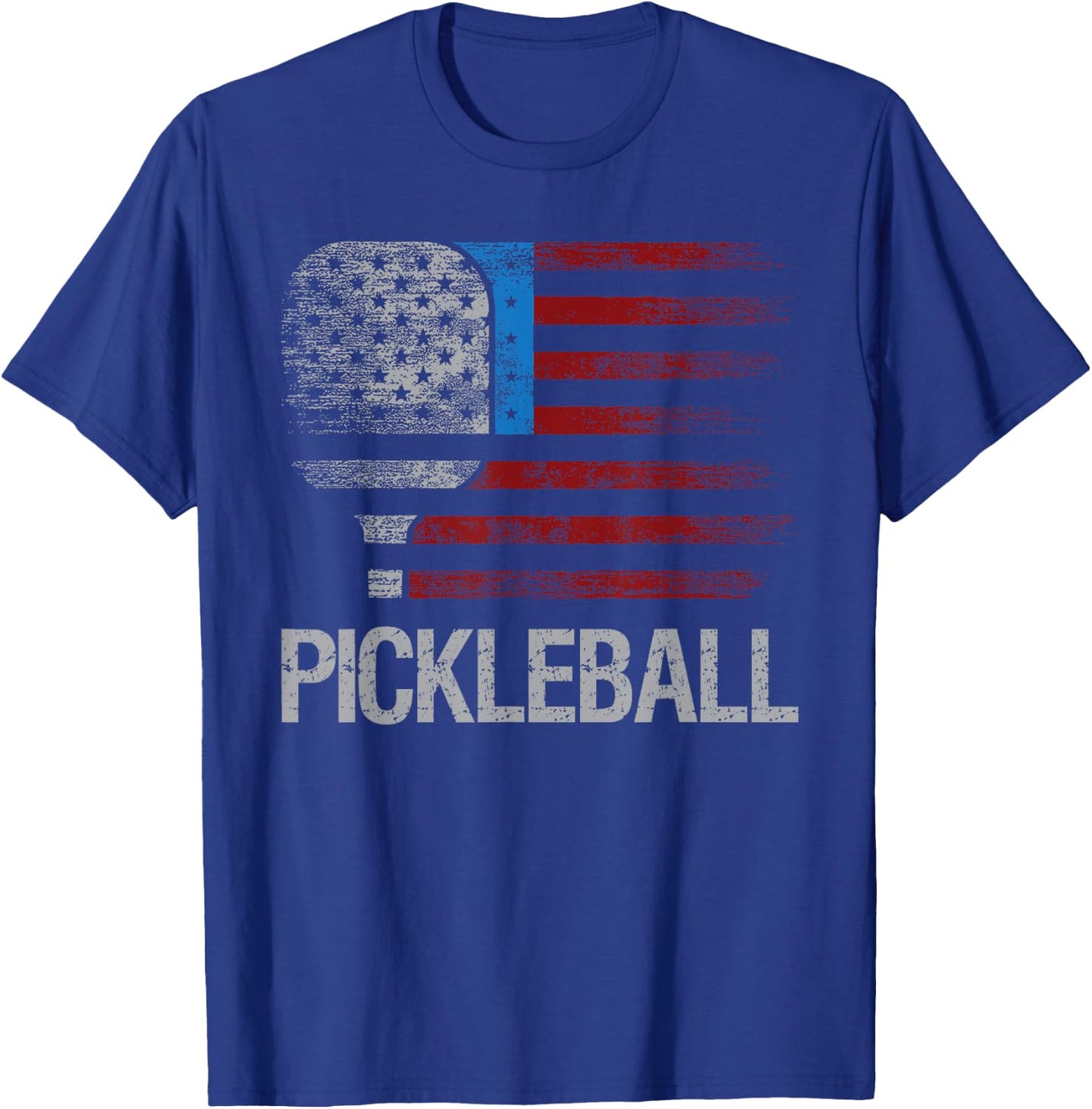 US Flag Pickleball Player Paddleball Lover T-Shirt - T-Shirt | Royal