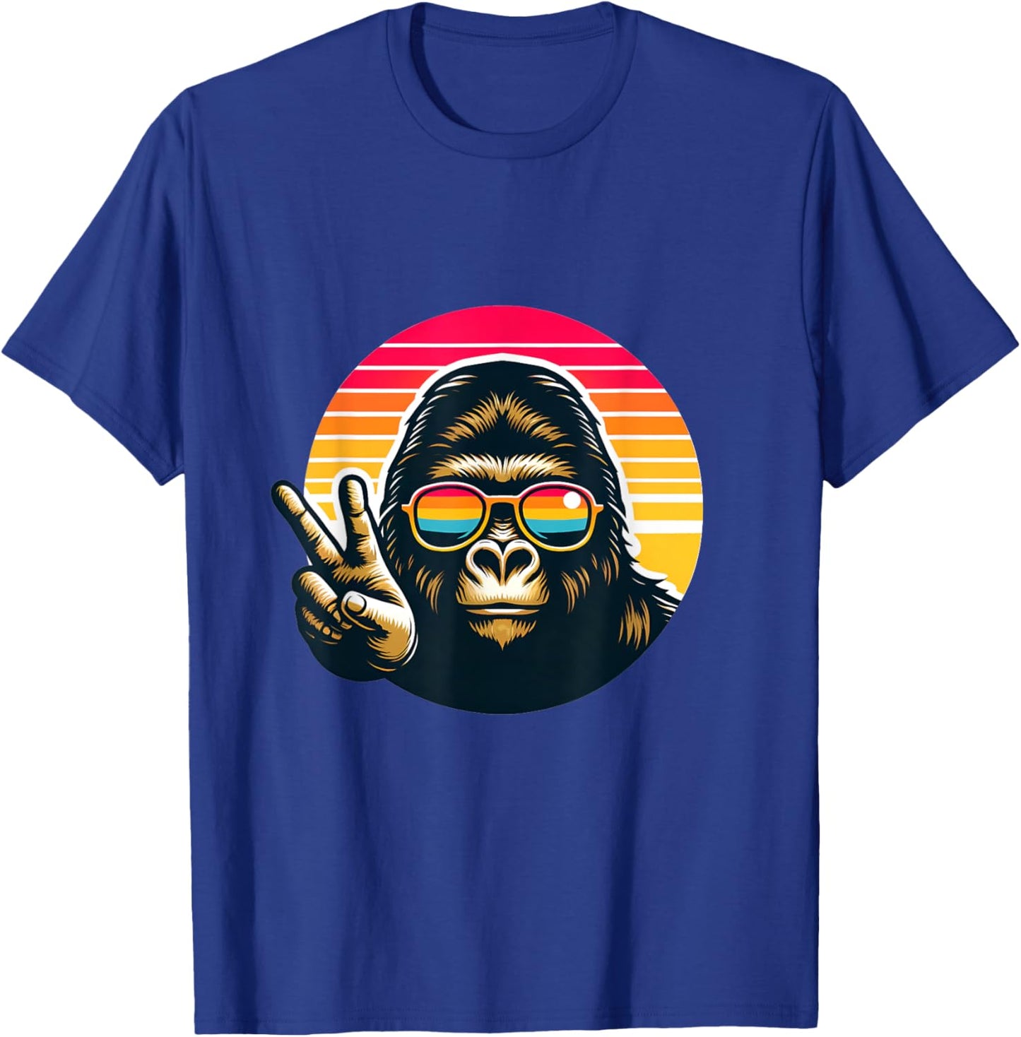 Retro peace gorilla monkey with sunglasses meme T-Shirt - T-Shirt | Royal
