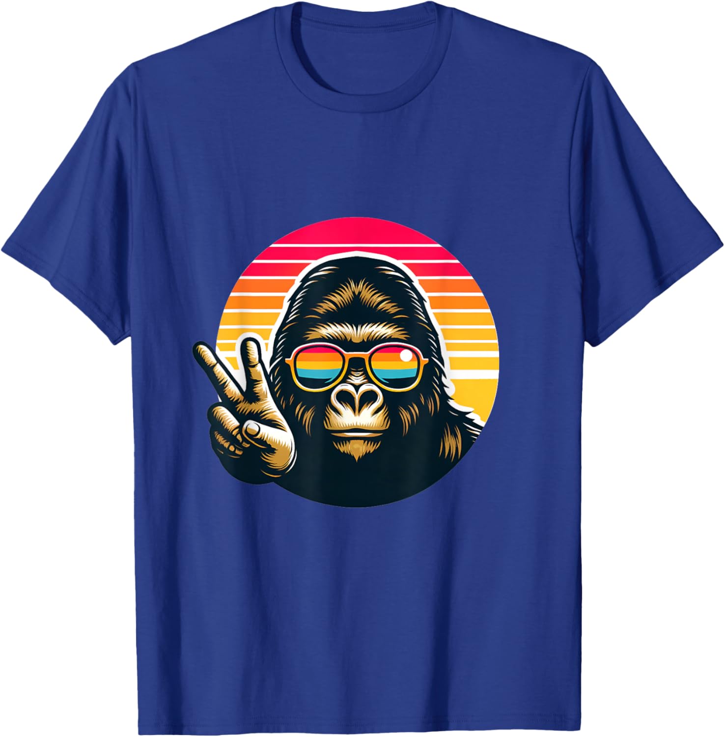 Retro peace gorilla monkey with sunglasses meme T-Shirt - T-Shirt | Royal
