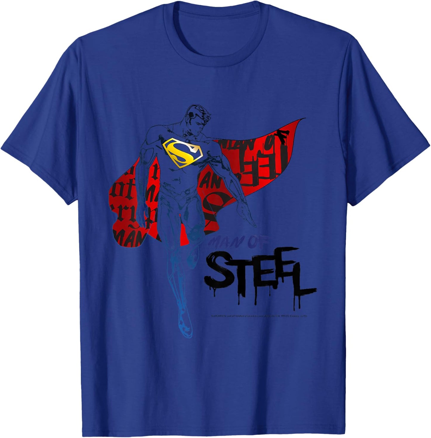 Kids DC Comics Superman Man Of Steel Cape Portrait T-Shirt - T-Shirt | Royal