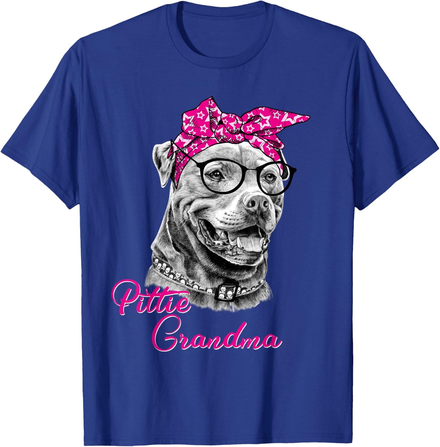 Pittie Grandma Cute Funny American Pitbull Dog Mom T-Shirt - T-Shirt | Royal