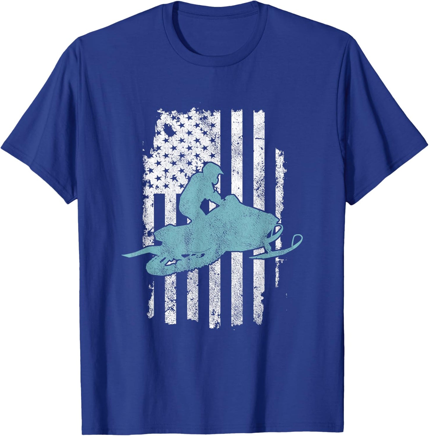 Cool United States Flag USA Snowmobile Biker T-Shirt - T-Shirt | Royal