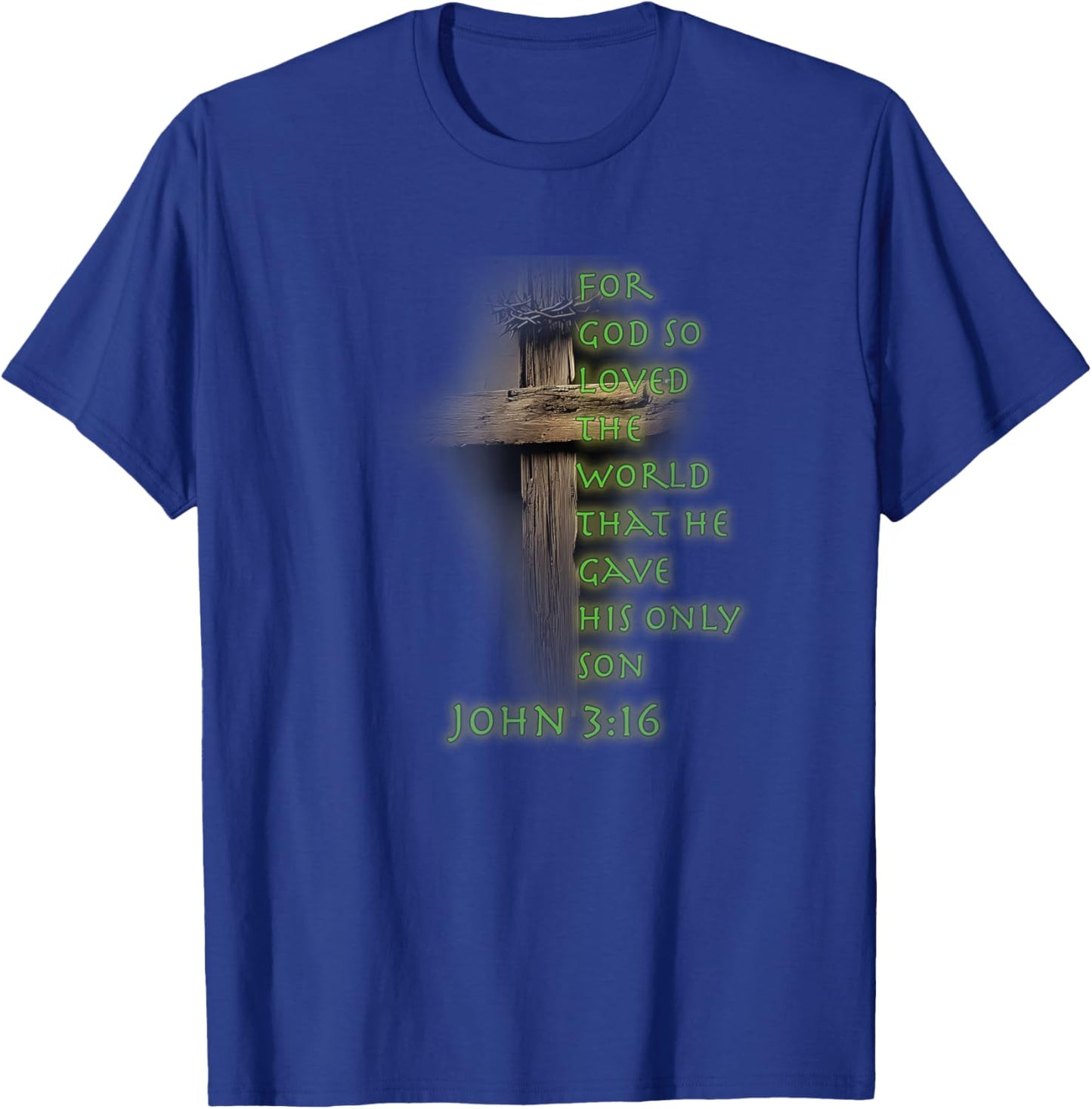 Faith Christian Cross Bible John 3:16 Reflection 0FWDEE T-Shirt - T-Shirt | Royal