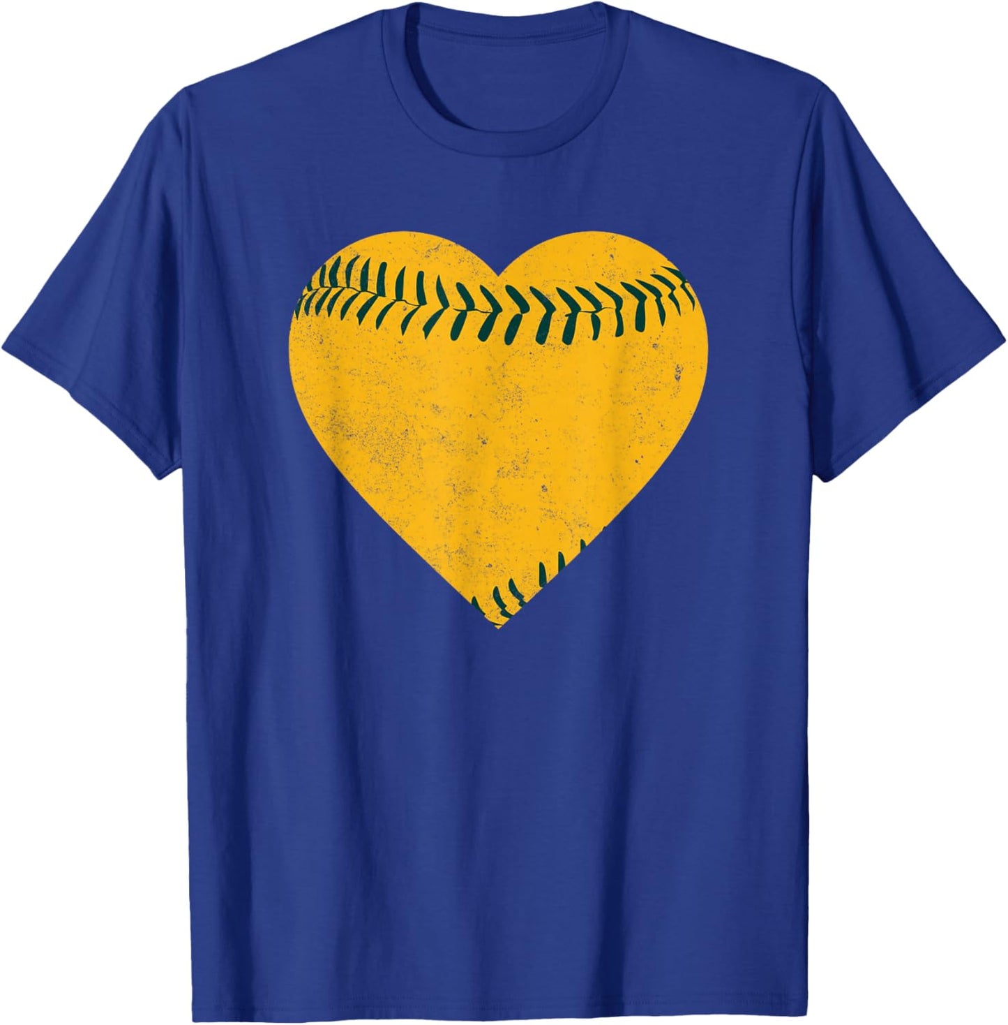 Vintage Gold and Green Baseball Heart T-Shirt - T-Shirt | Royal