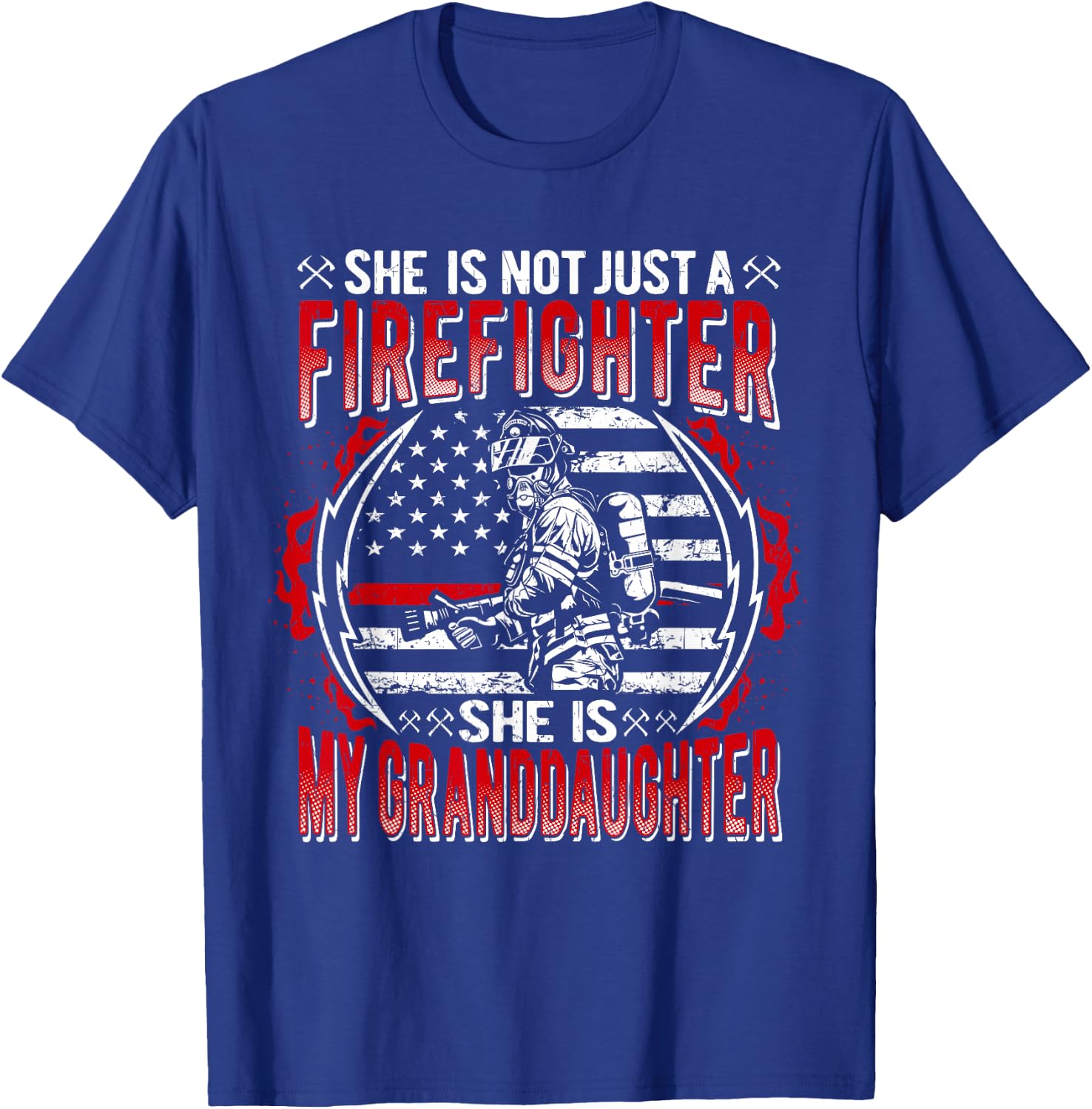 My Granddaughter Is Firefighter Proud Fire Grandparent Gifts T-Shirt - T-Shirt | Royal