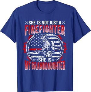 My Granddaughter Is Firefighter Proud Fire Grandparent Gifts T-Shirt - T-Shirt | Royal