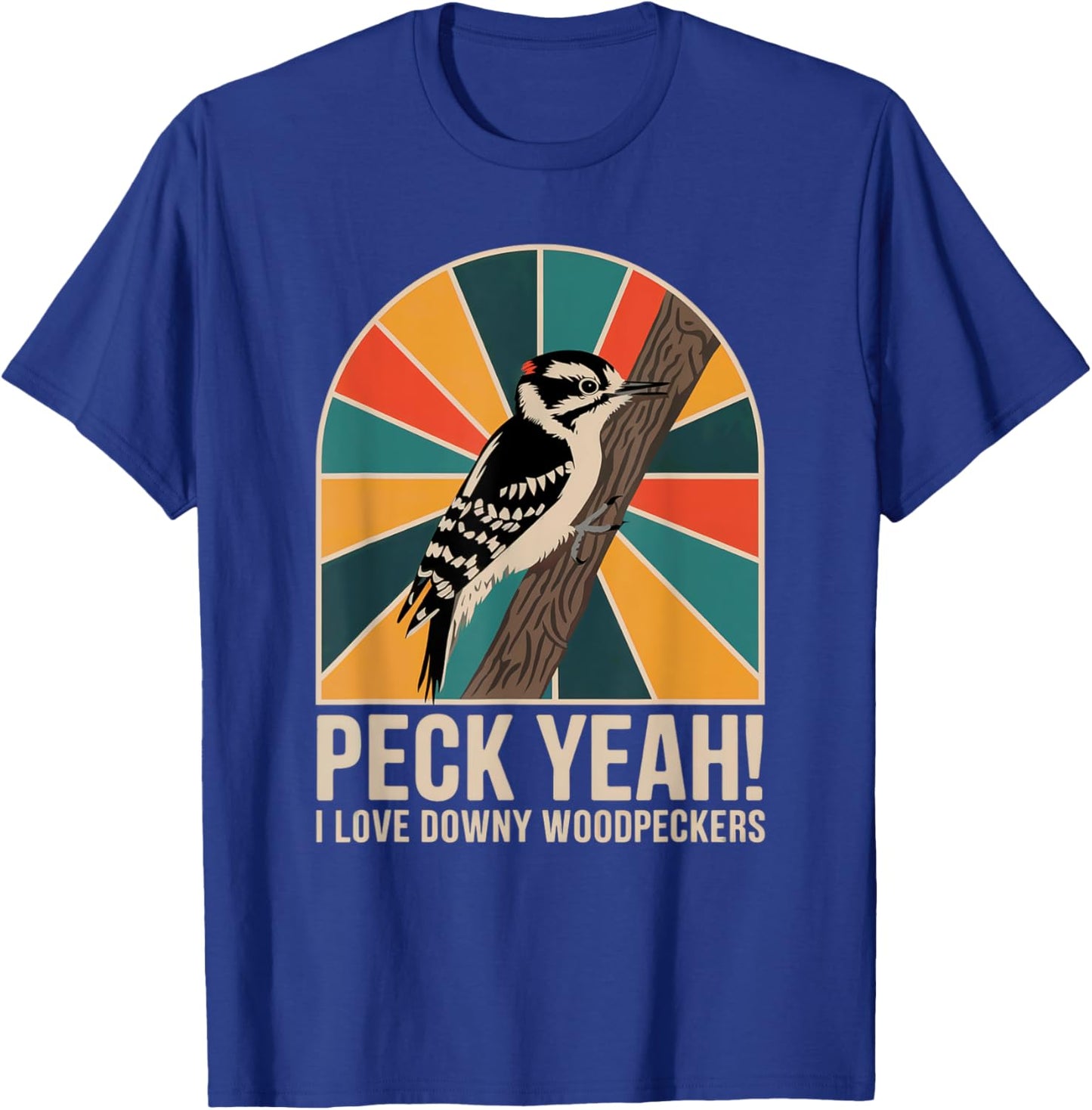 Downy Woodpecker – Nature Lover’s Bird Design T-Shirt - T-Shirt | Royal