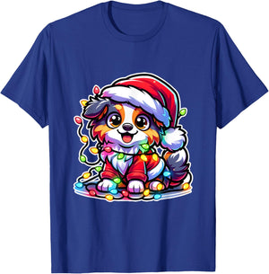 Merry Christmas Xmas Australian Shepherd Santa Dog With T-Shirt - T-Shirt | Royal