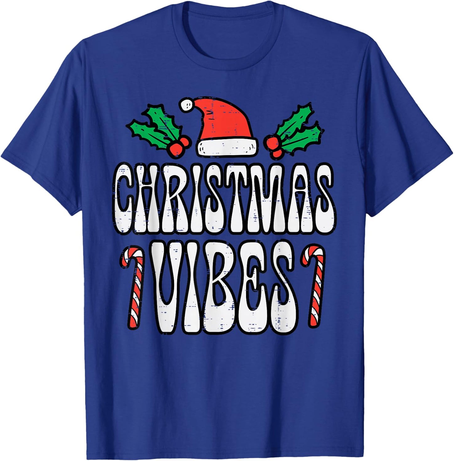 Christmas Vibes Retro Vintage Groovy Xmas Men Women Kids T-Shirt - T-Shirt | Royal