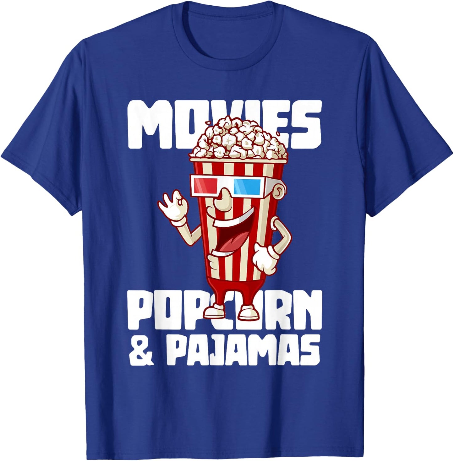 Movies Popcorn And Pajamas Popcorn T-Shirt - T-Shirt | Royal