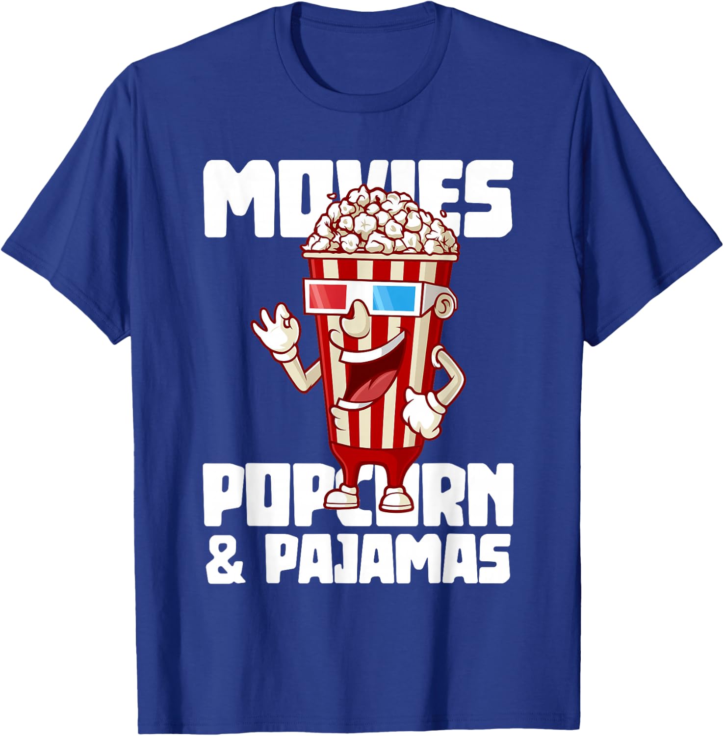 Movies Popcorn And Pajamas Popcorn T-Shirt - T-Shirt | Royal