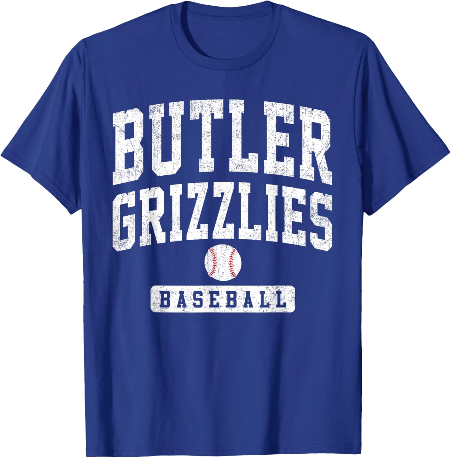 Butler Community College Grizzlies Baseball Arch Vintage T-Shirt - T-Shirt | Royal