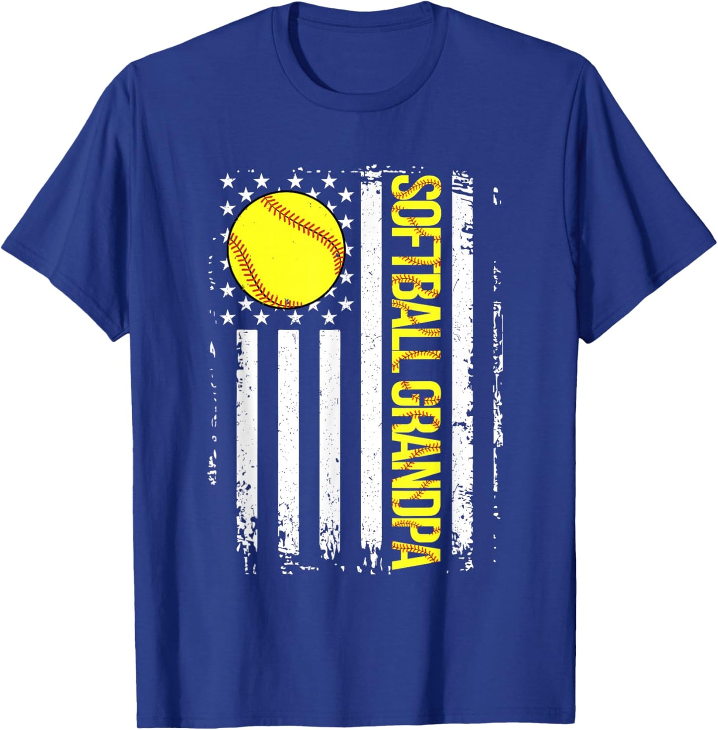 Softball Grandpa American Flag Vintage ic Game Day T-Shirt - T-Shirt | Royal