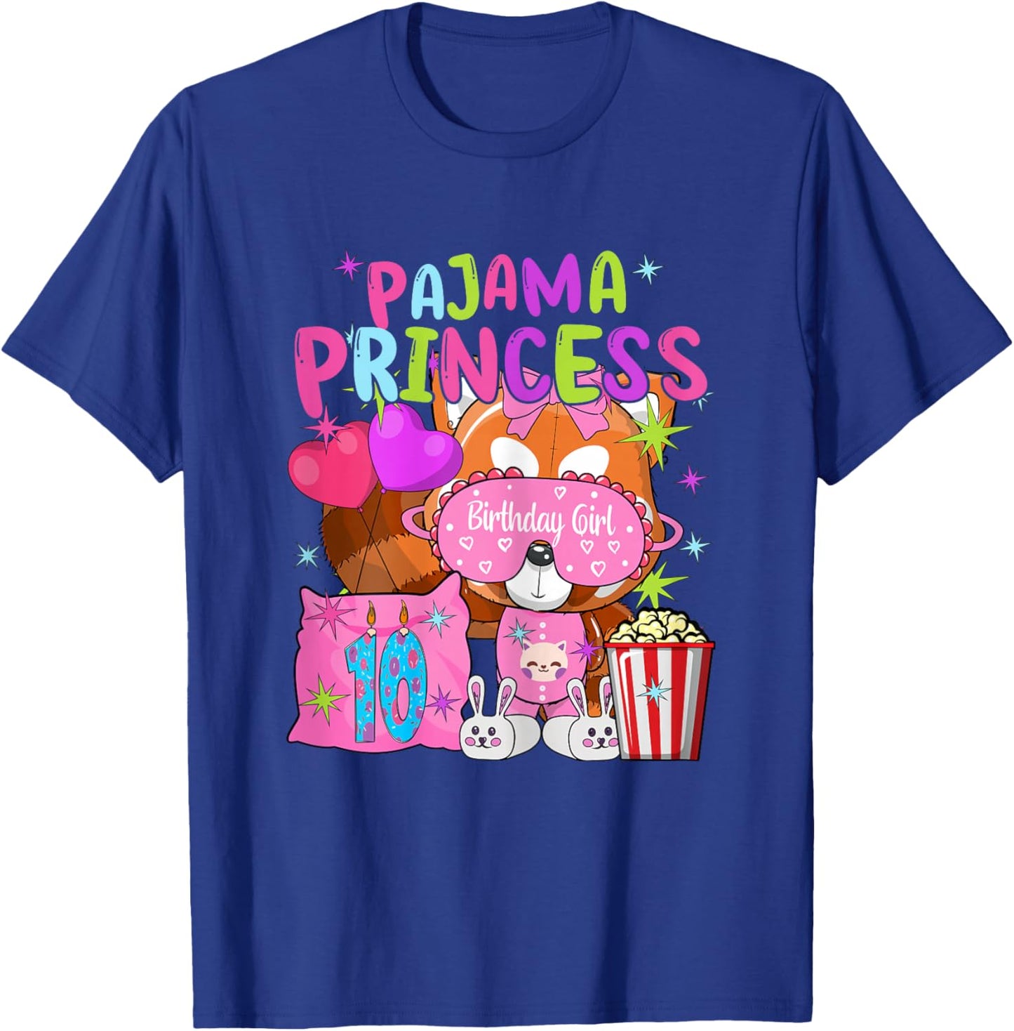 10th Birthday Pajama Party Theme 10 Years Old Birthday Girl T-Shirt - T-Shirt | Royal