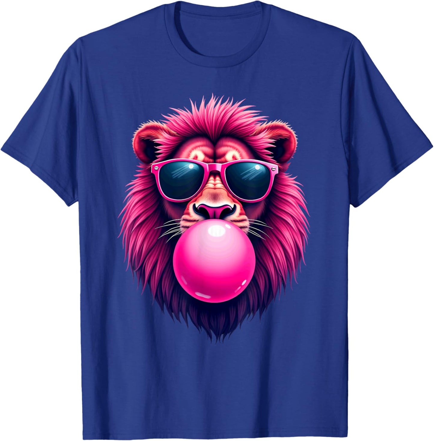 Pink Lion Blowing Bubble Gum T-Shirt - T-Shirt | Royal