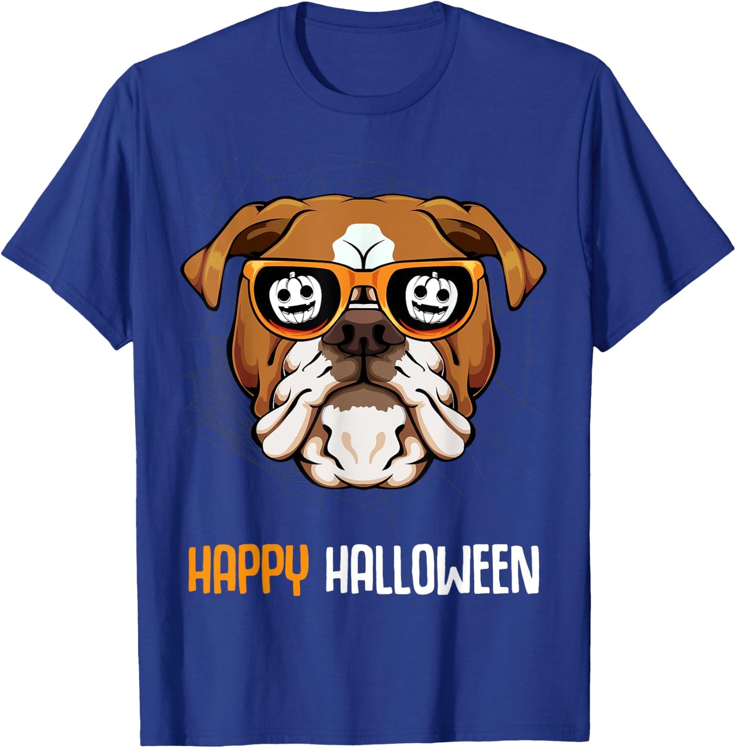 English Bulldog In Sunglasses Lazy Halloween Costume Dog Men Women Kids T-Shirt - T-Shirt | Royal