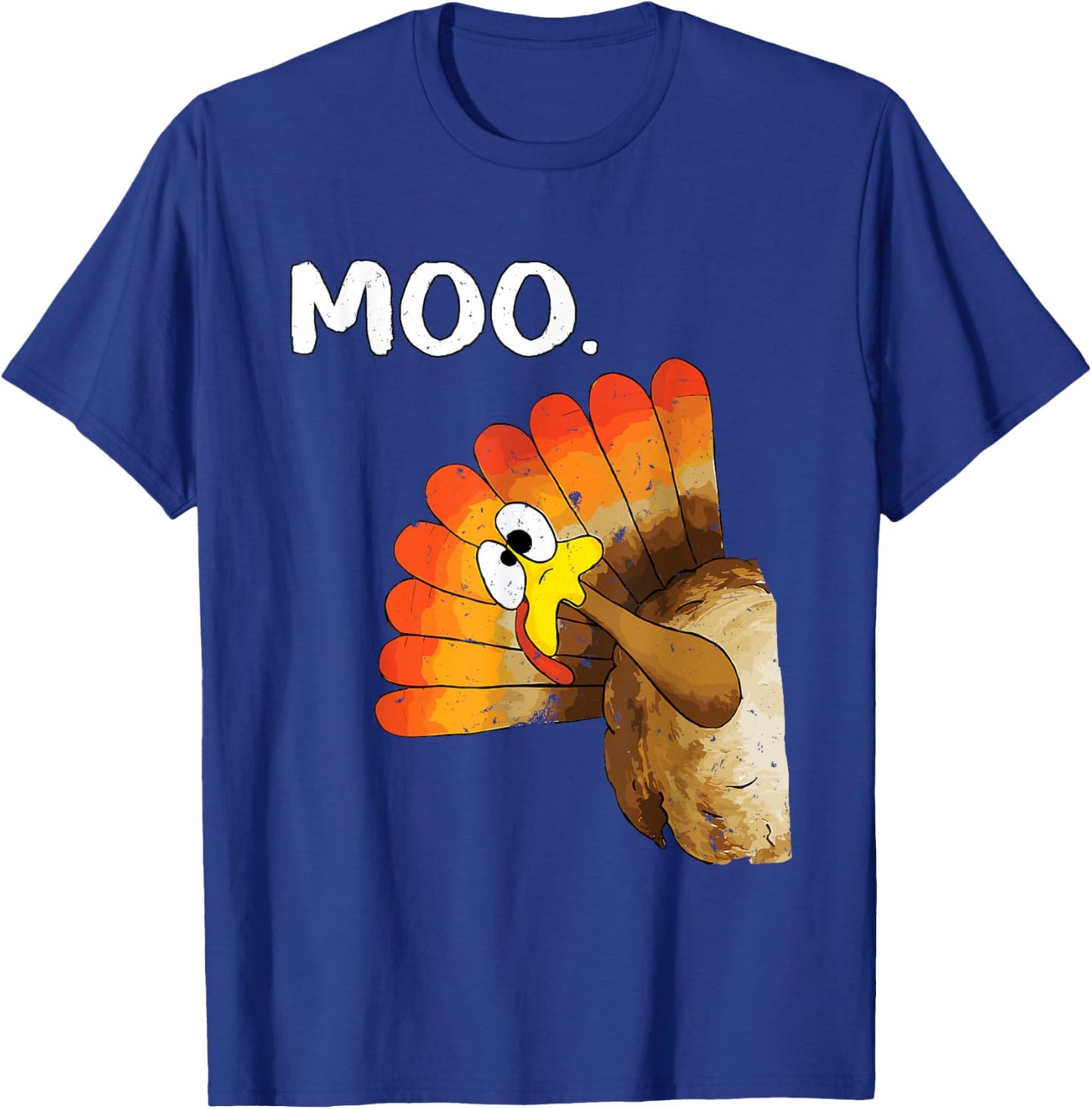 Turkey Moo Funny Thanksgiving T-Shirt - T-Shirt | Royal