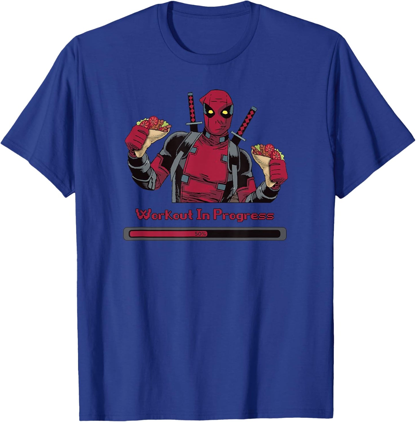 Marvel Deadpool Workout in Progress Tacos T-Shirt - T-Shirt | Royal