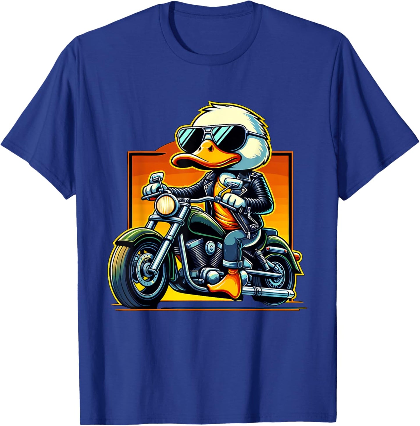Biker Duck Riding Motorbike T-Shirt - T-Shirt | Royal