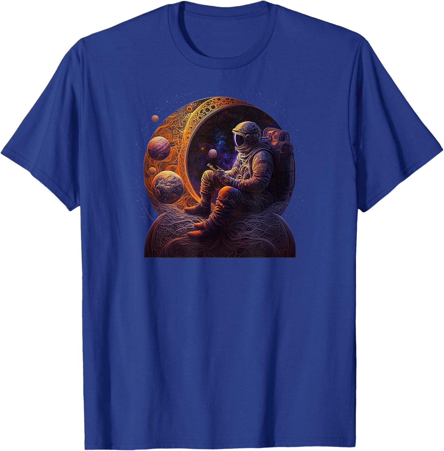 Meditating Astronaut Planets Meditation Astral Travel T-Shirt - T-Shirt | Royal