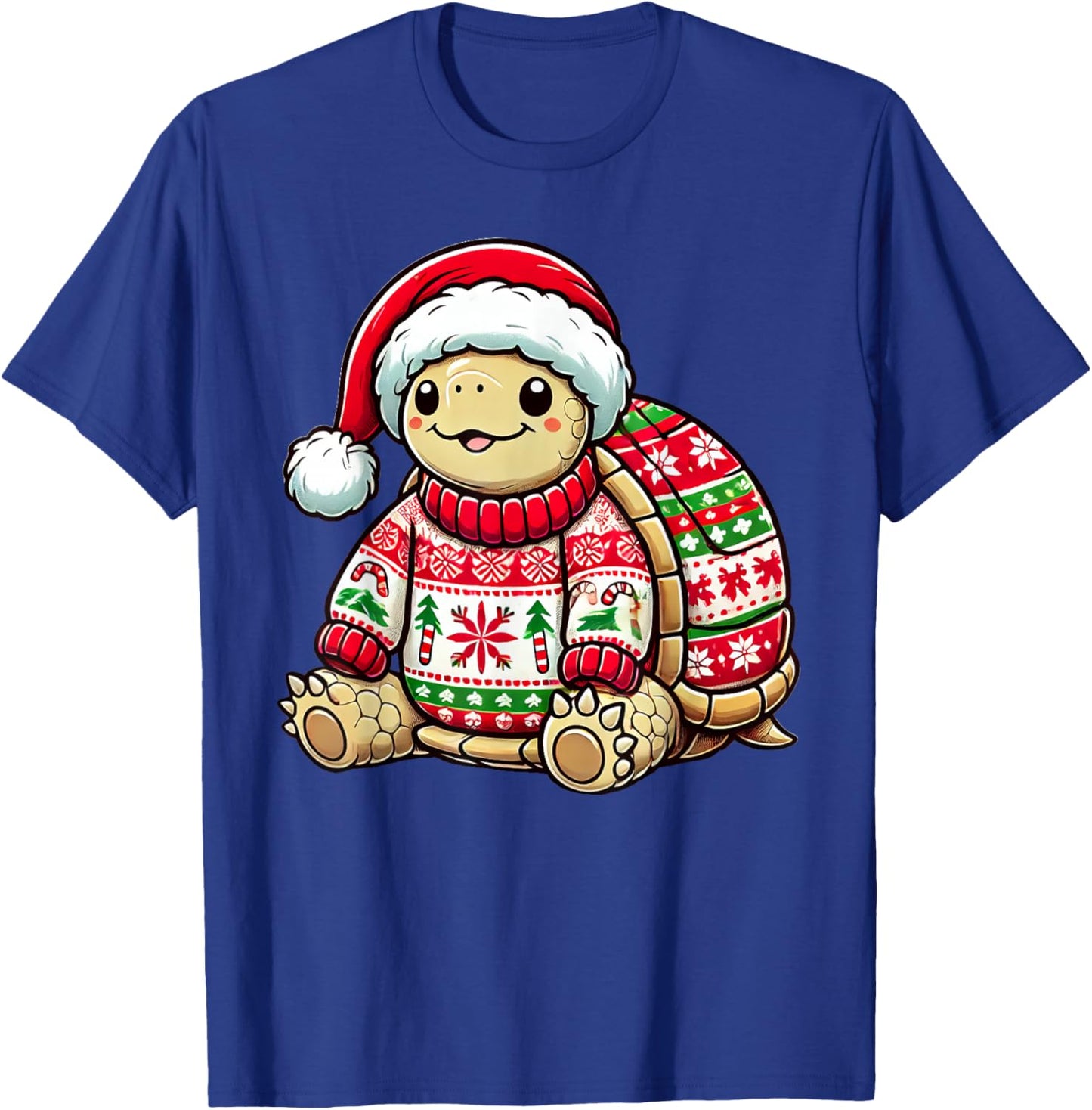Turtle Ugly Sweater Santa Hat Christmas T-Shirt - T-Shirt | Royal