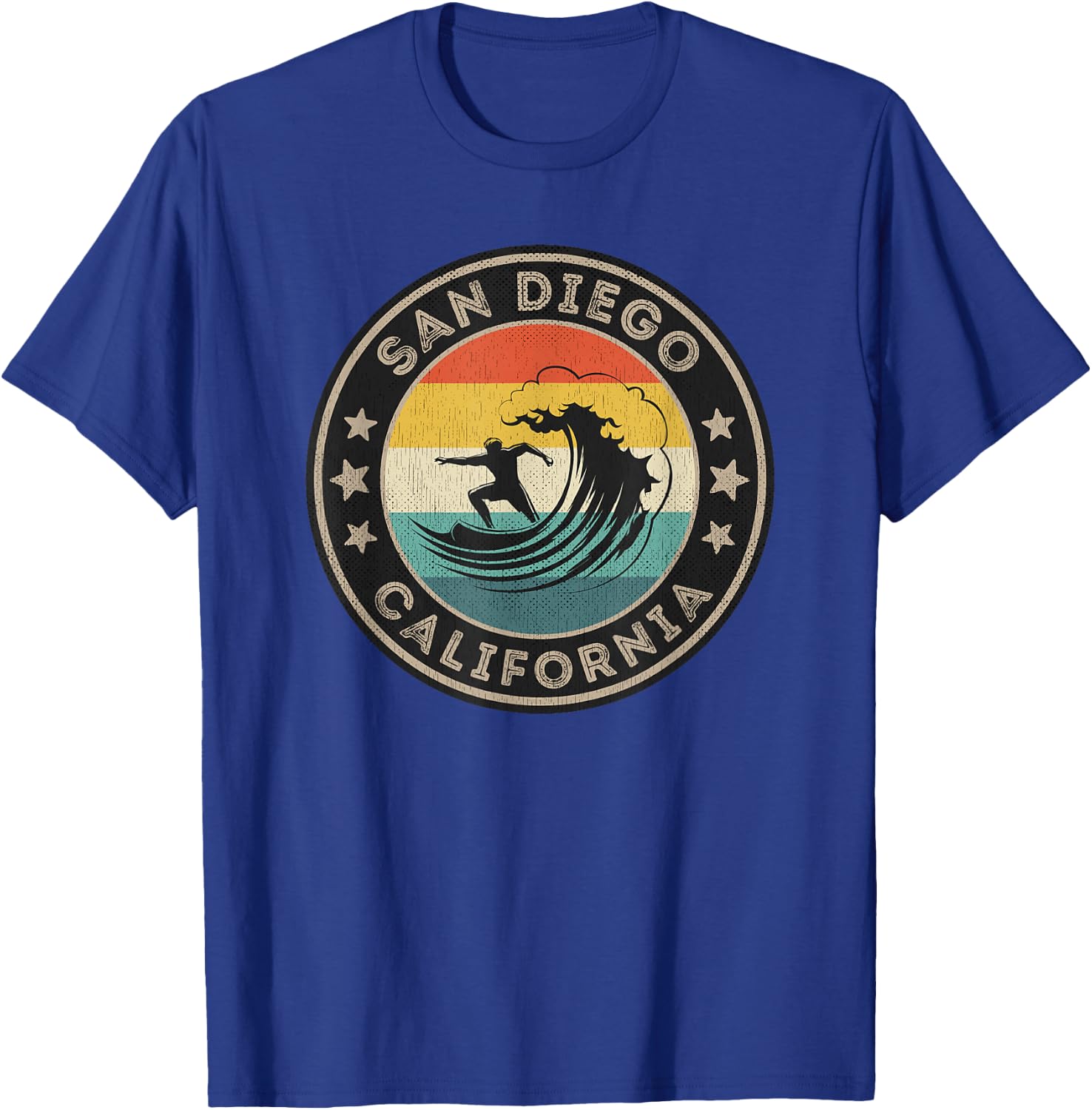 Retro San Diego California USA Surf T-Shirt - T-Shirt | Royal