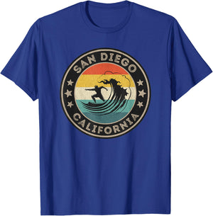 Retro San Diego California USA Surf T-Shirt - T-Shirt | Royal