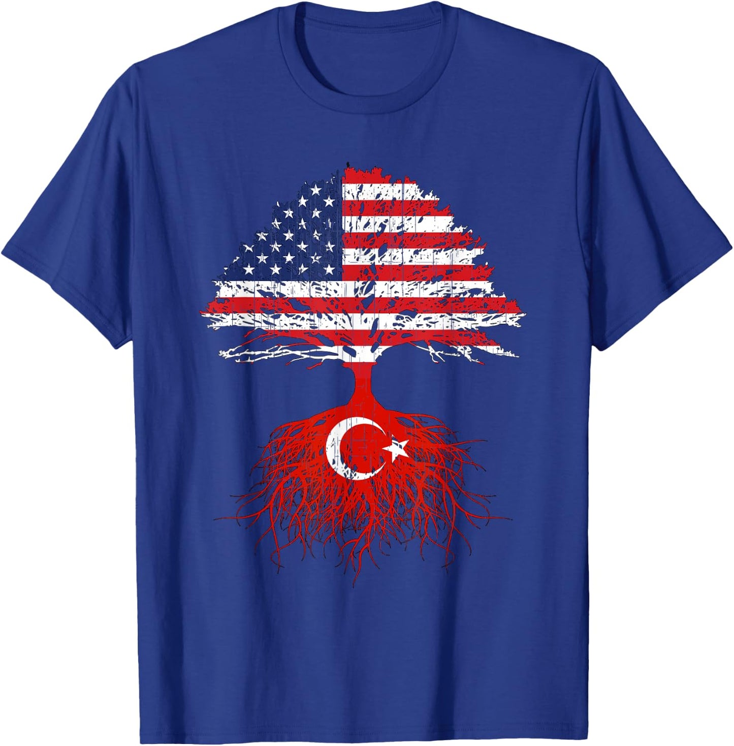 Turkey Roots Turkish American USA Flags Naturalization Gift Women Girls Kids Men T-Shirt - T-Shirt | Royal
